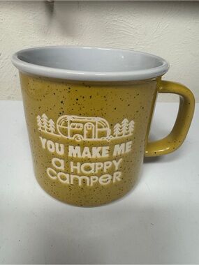 You Make Me a Happy Camper Yellow Ceramic Camping Mug members mark